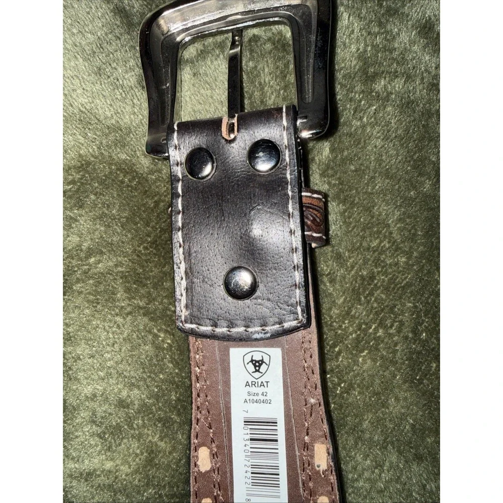 New Ariat Aztec‎ Bead Leather Belt Basketweave Belt A1040402 Mens Sz 42 Cowboy